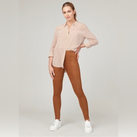 SPANX Faux Suede Leggings Women’s XS Caramel Brown NWT - Picture 3 of 3